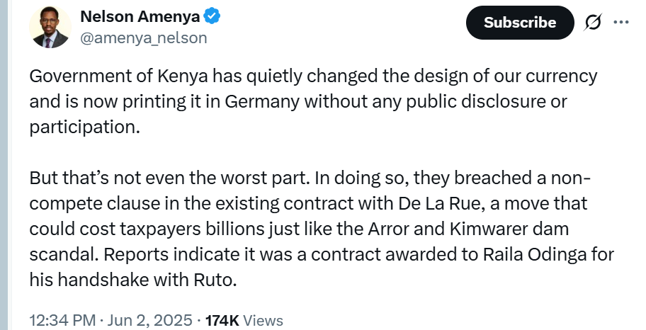 Whistleblower Nelson Amenya Alleges Secret Redesign, Foreign Printing of Kenyan Currency