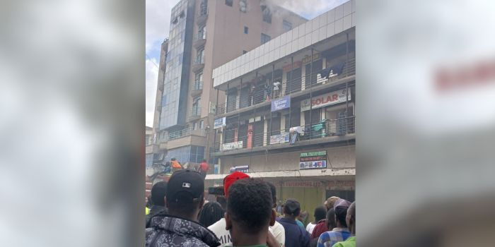 Fire Breaks Out Opposite Simba Coach Booking Centre in Nairobi CBD